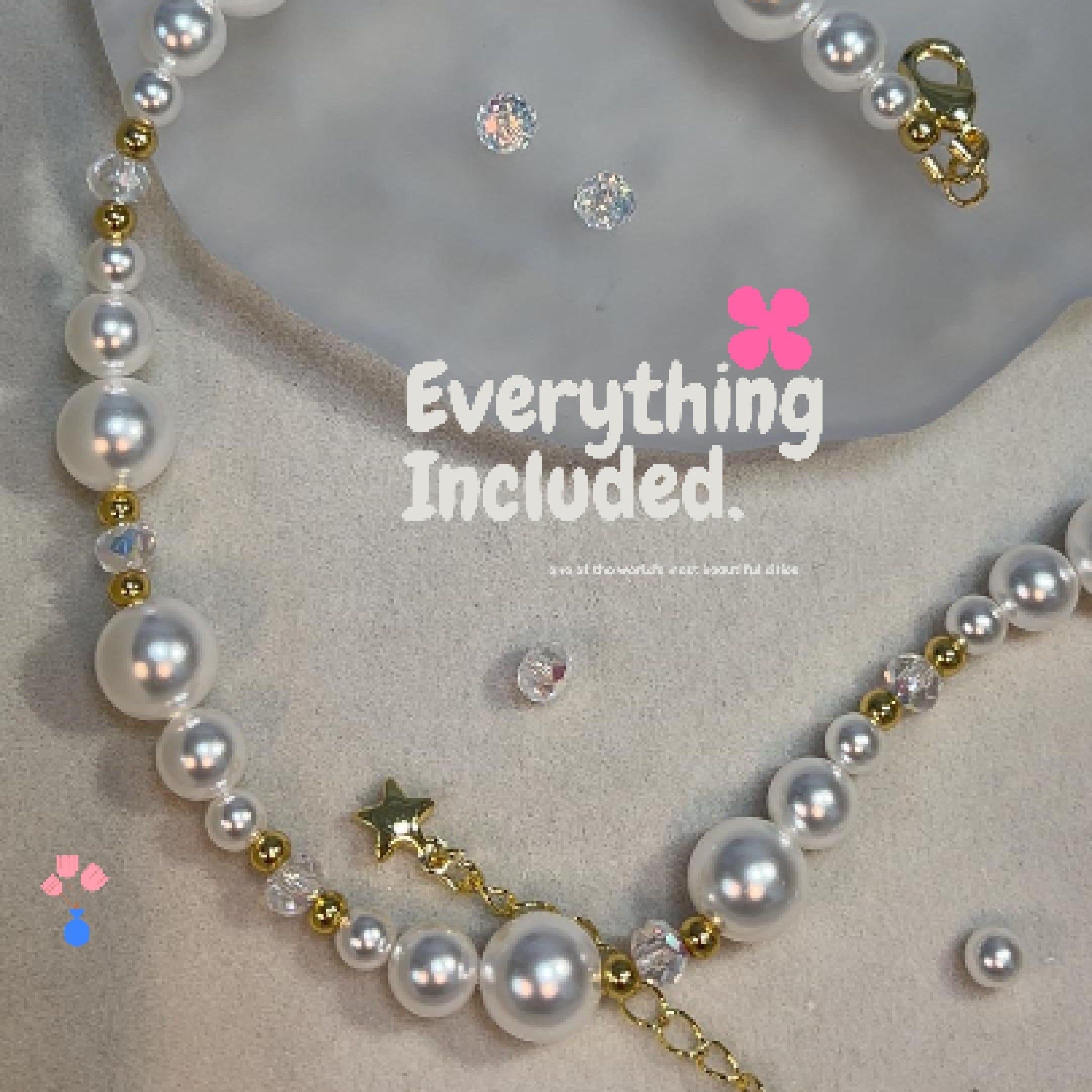 DIY Pearl & Crystal Necklace Making Kit | Glass Pearl + Seed Beads + Faceted Crystal