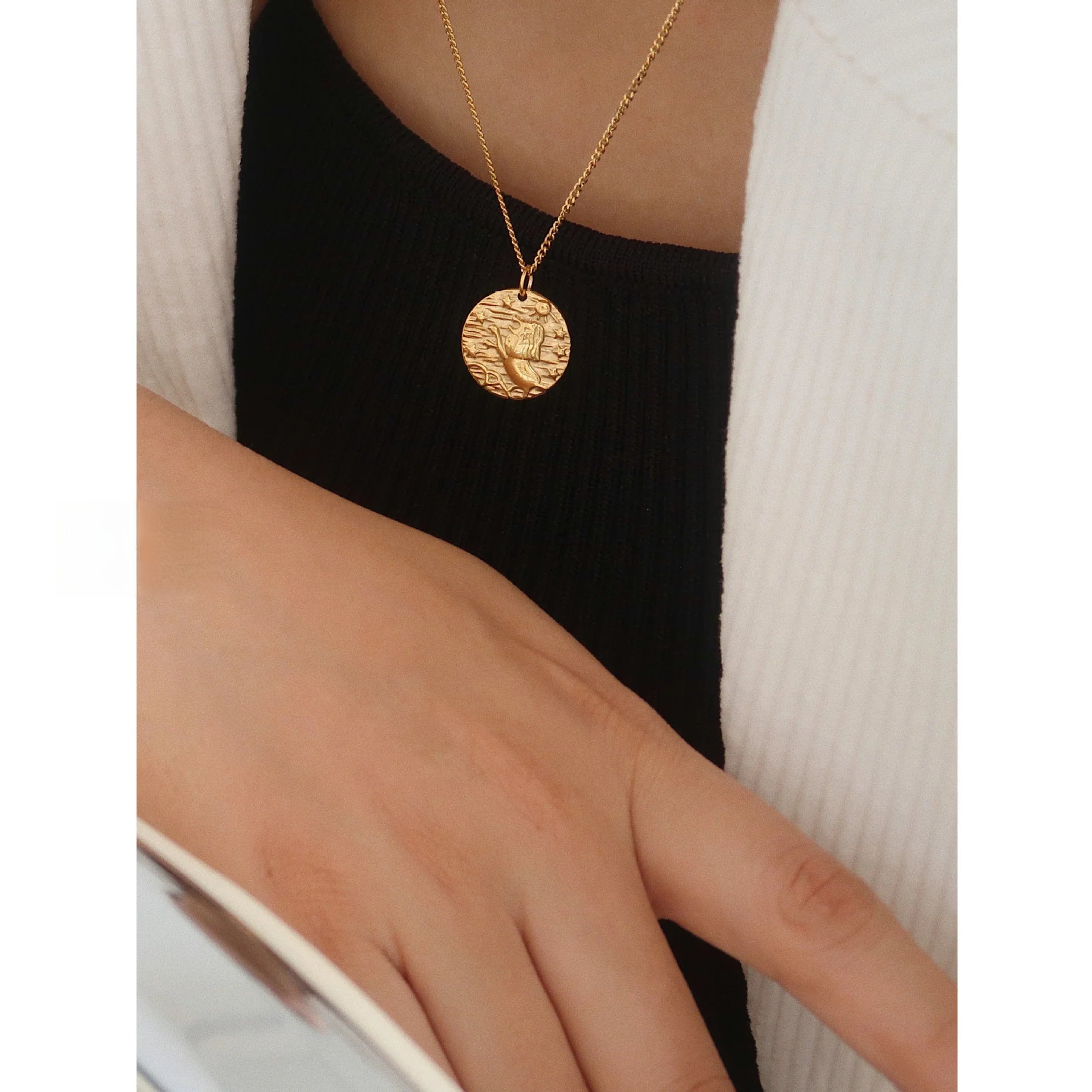 Titanium Steel Lion Coin Pendant Necklace – Vintage Embossed Clavicle Chain