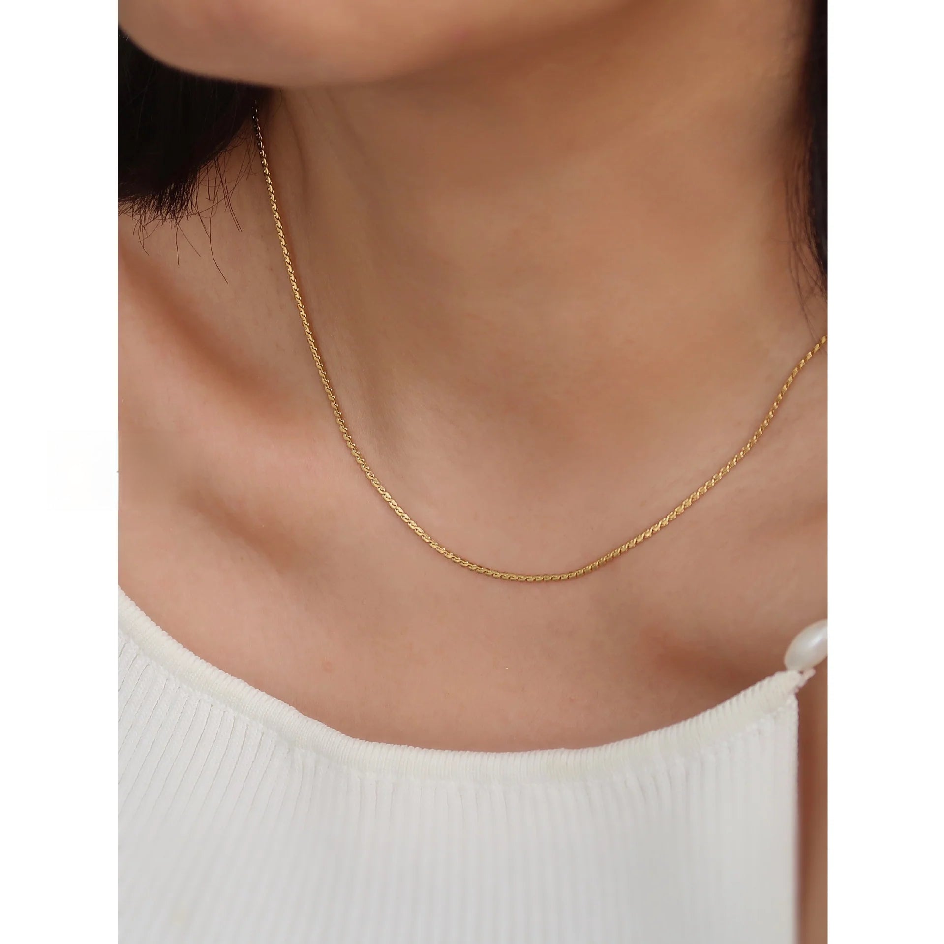 S-Twist Chain Necklace | Minimalist Gold & Silver Stainless Steel