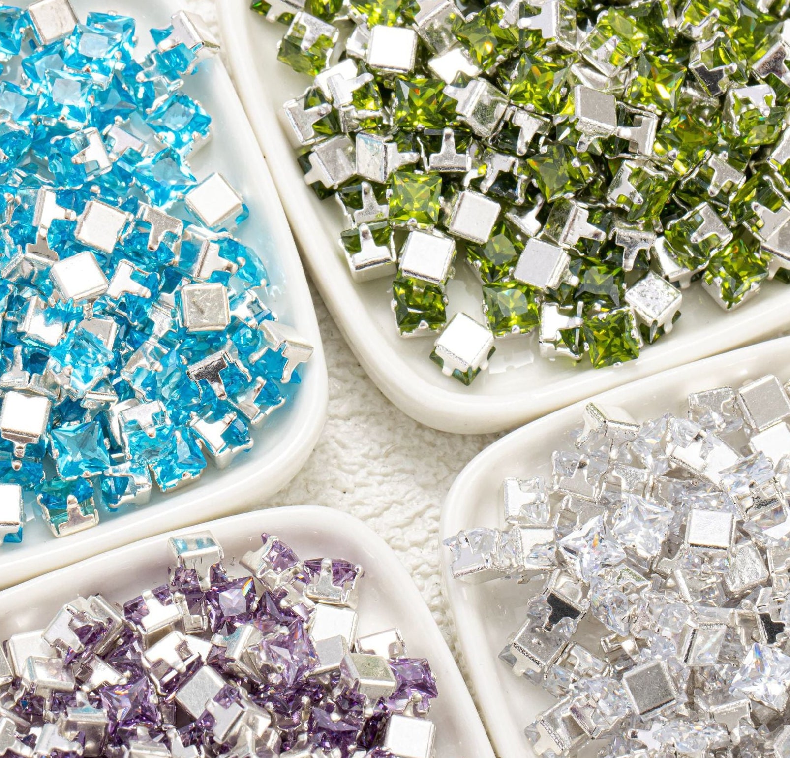 Cubic Zirconia Prong Setting Beads – Color-Fast DIY Jewelry Starter Kit (50 pcs)