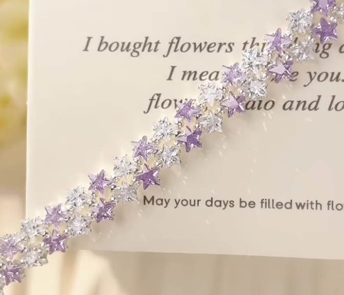 The Starburst Bliss DIY Bracelet Kit | Purple & Clear Zircon Stars #003