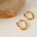 18K gold oval hoop earrings in retro minimalist style - CC Jewelry
