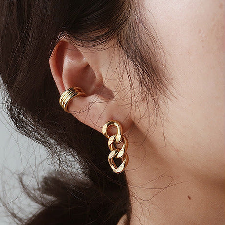 18K gold chain drop earrings for women on model