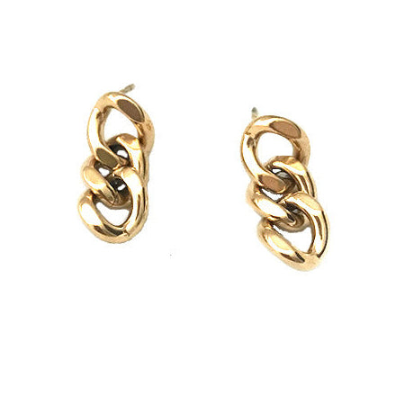 Minimalist U-shape titanium steel gold earrings detail