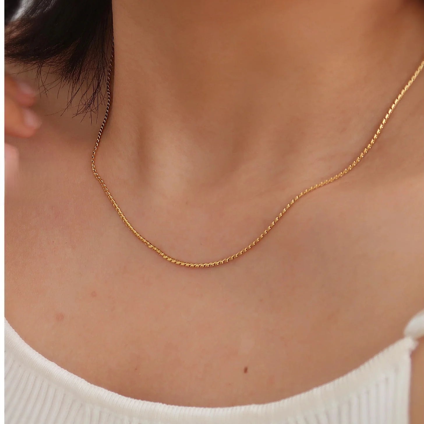 S-Twist Chain Necklace | Minimalist Gold & Silver Stainless Steel