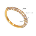 Gold-tone stainless steel adjustable ring featuring sparkling white zirconia stone inlay