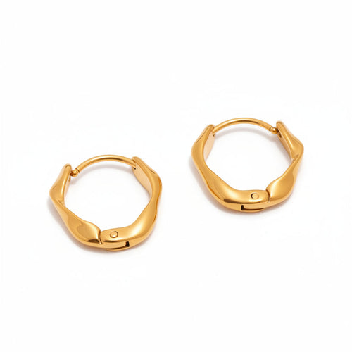 18K Gold PVD Twisted Geometric Hoop Earrings in Stainless Steel by CC Jewelry