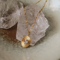Oval zircon pendant on fine titanium steel gold chain necklace for women