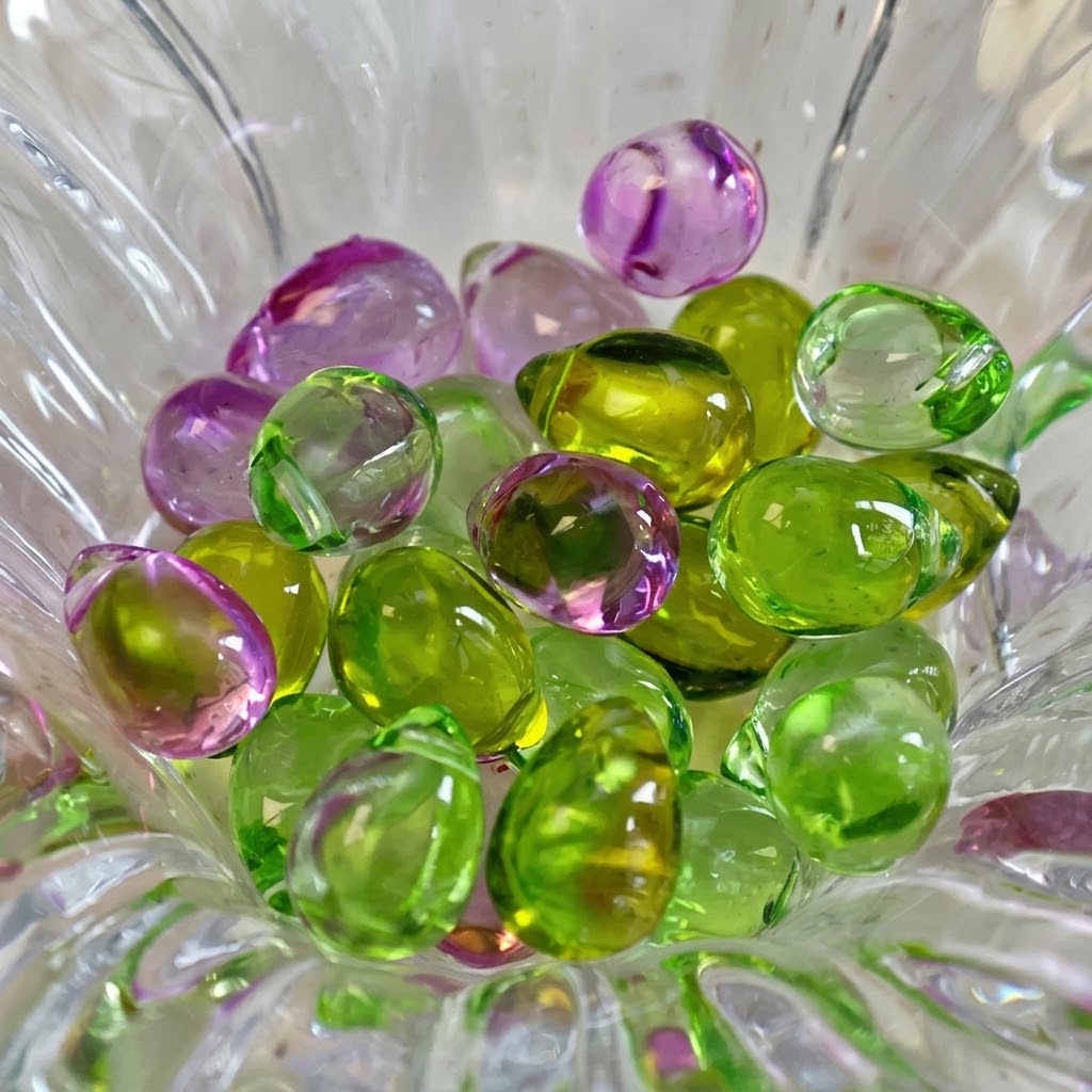 Handcrafted Grape Water Drop Glass Beads | Bellflower & Flower Petal Loose Beads for DIY Jewelry
