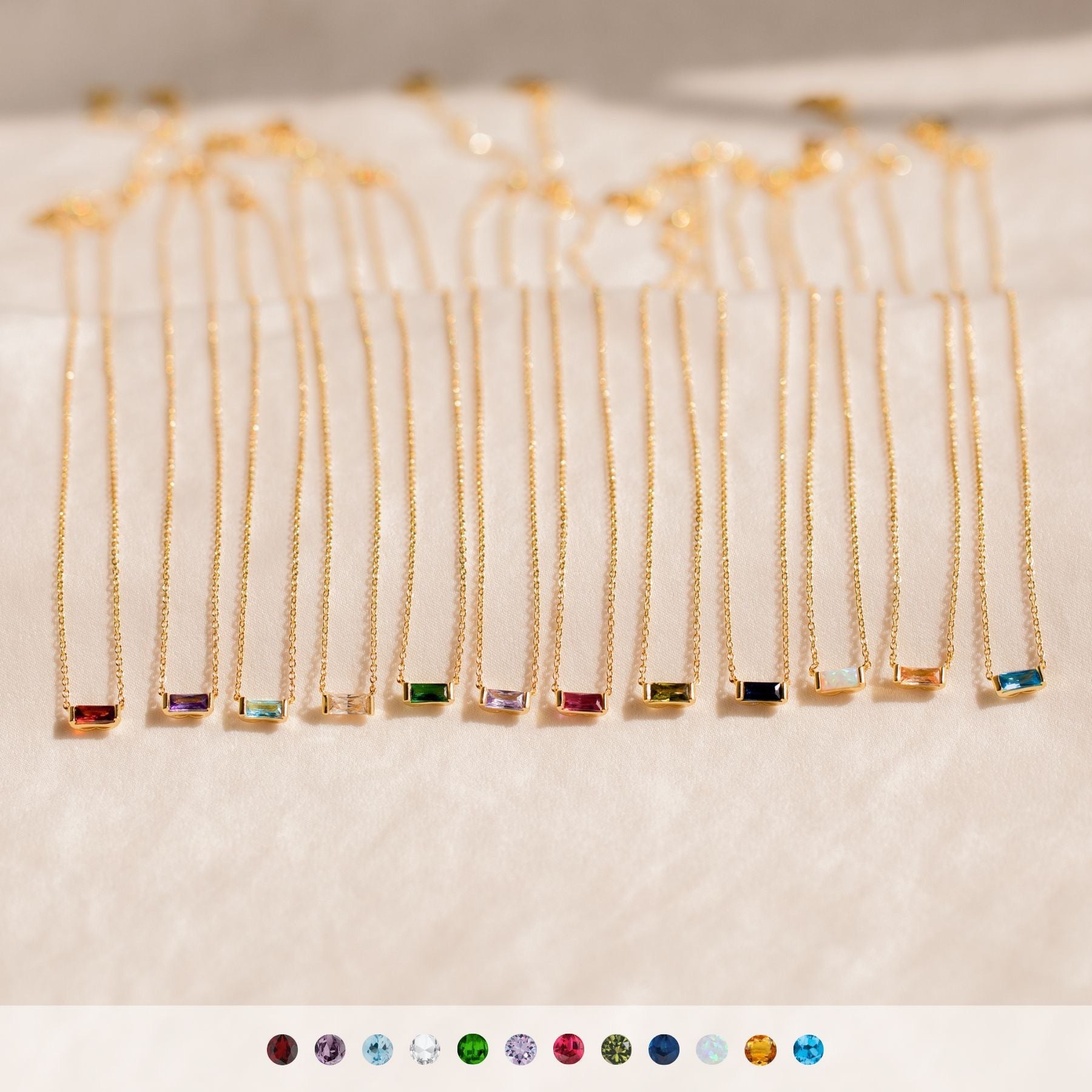 925 sterling silver birthstone square necklaces
