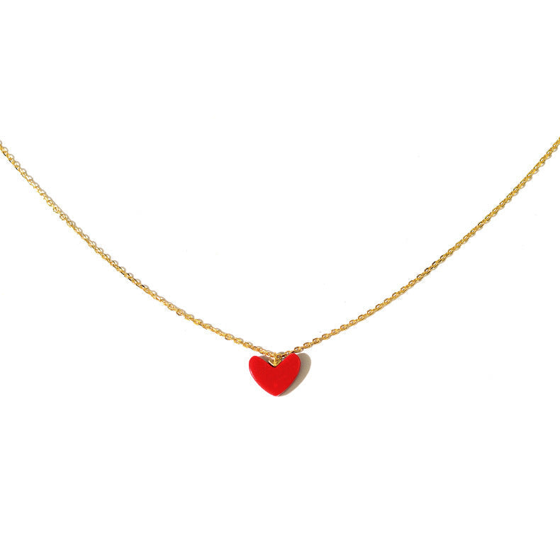 925 Sterling Silver Red Coral Heart Pendant Necklace by CC Jewelry