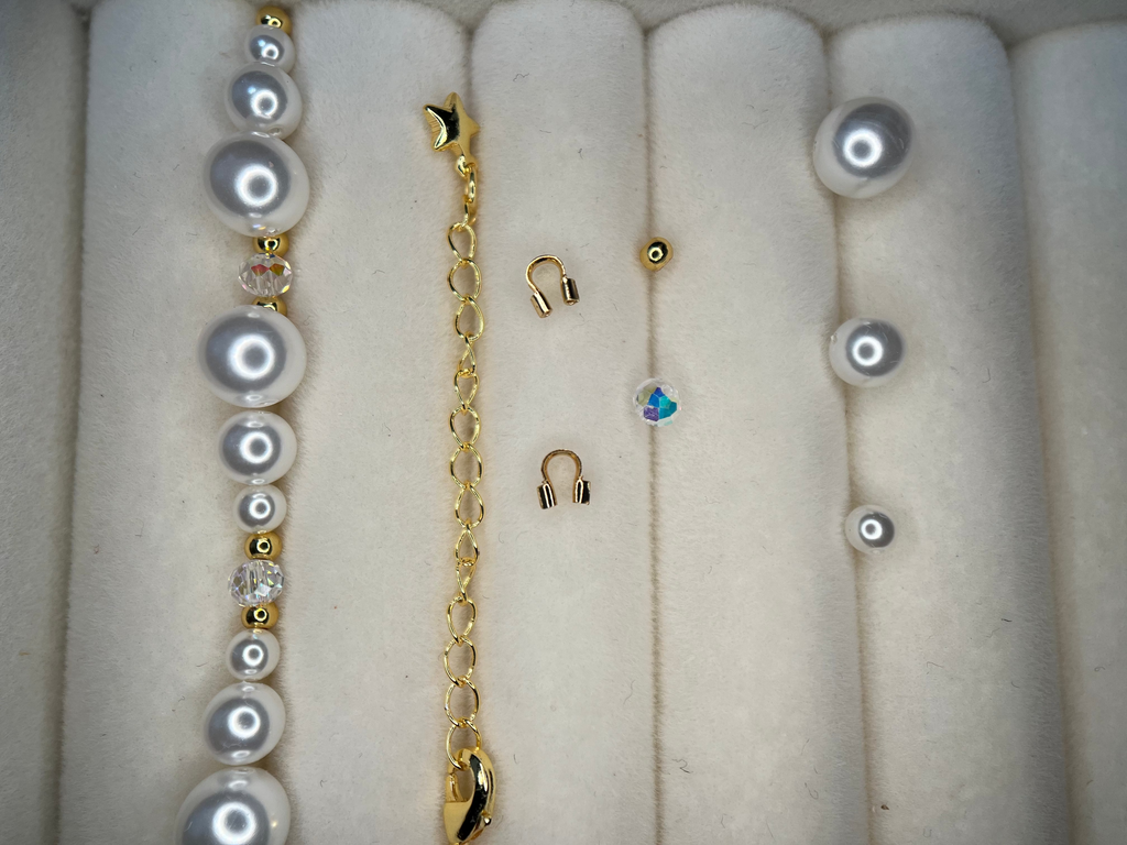 DIY Pearl & Crystal Necklace Making Kit | Glass Pearl + Seed Beads + Faceted Crystal