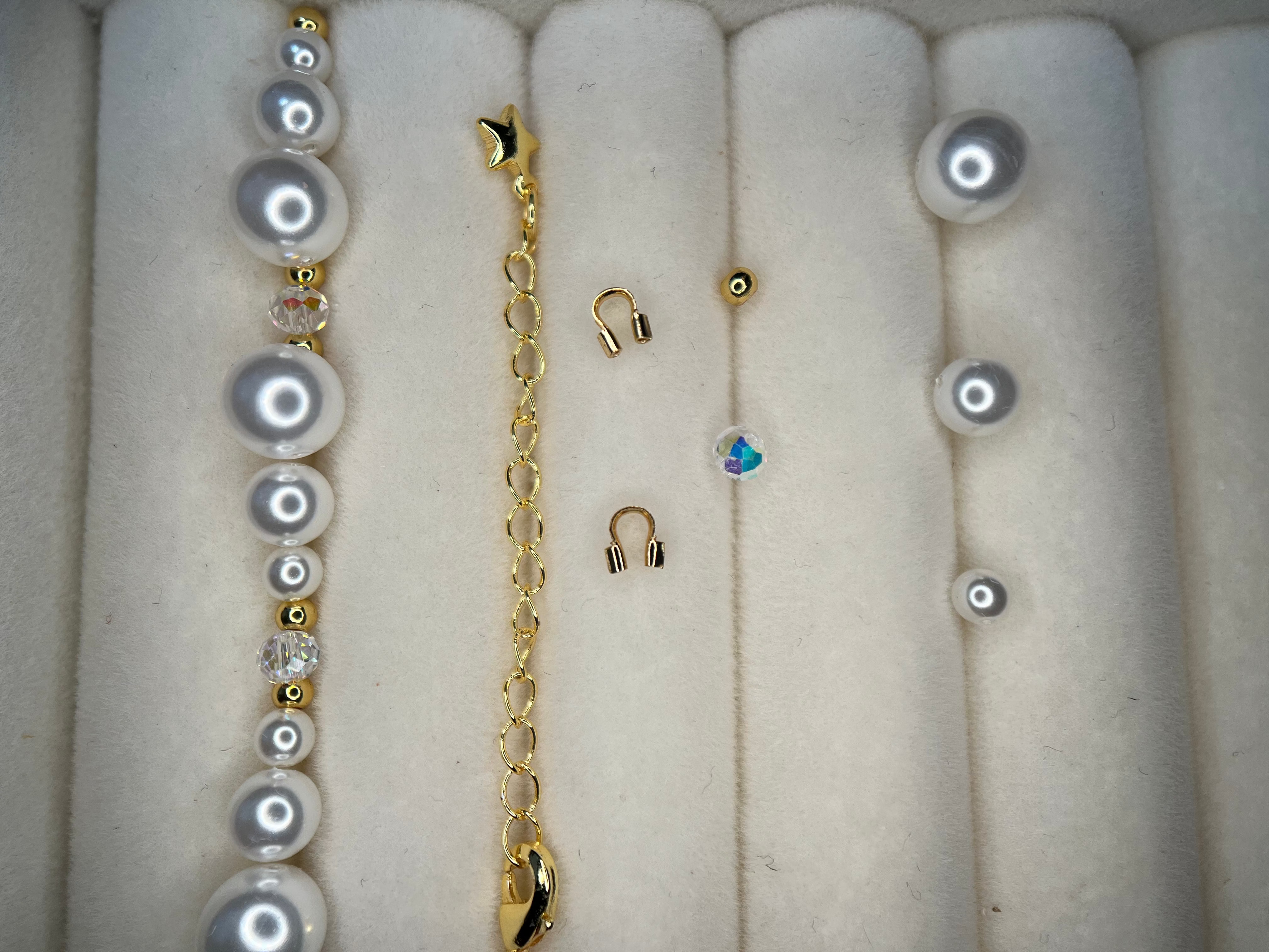 DIY Pearl & Crystal Necklace Making Kit | Glass Pearl + Seed Beads + Faceted Crystal