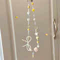 Cream & Yellow Mixed Charm Beaded Necklace | Cottagecore Bow Shell Star Style