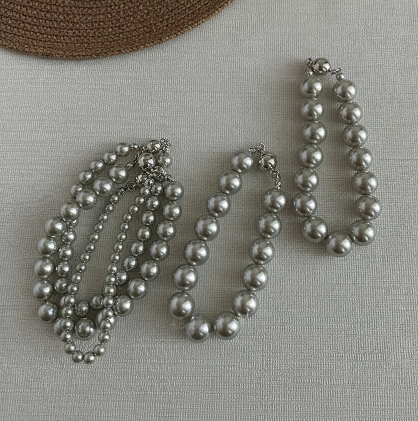 Gray Imitation Pearl Bead Strands | High-Gloss DIY Jewelry Beads