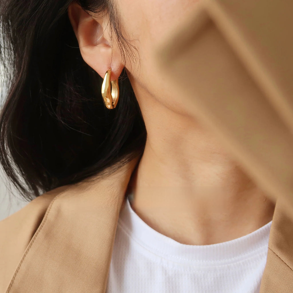 Irregular Geometric Ear Cuffs | Old Money Style Stainless Steel Earrings