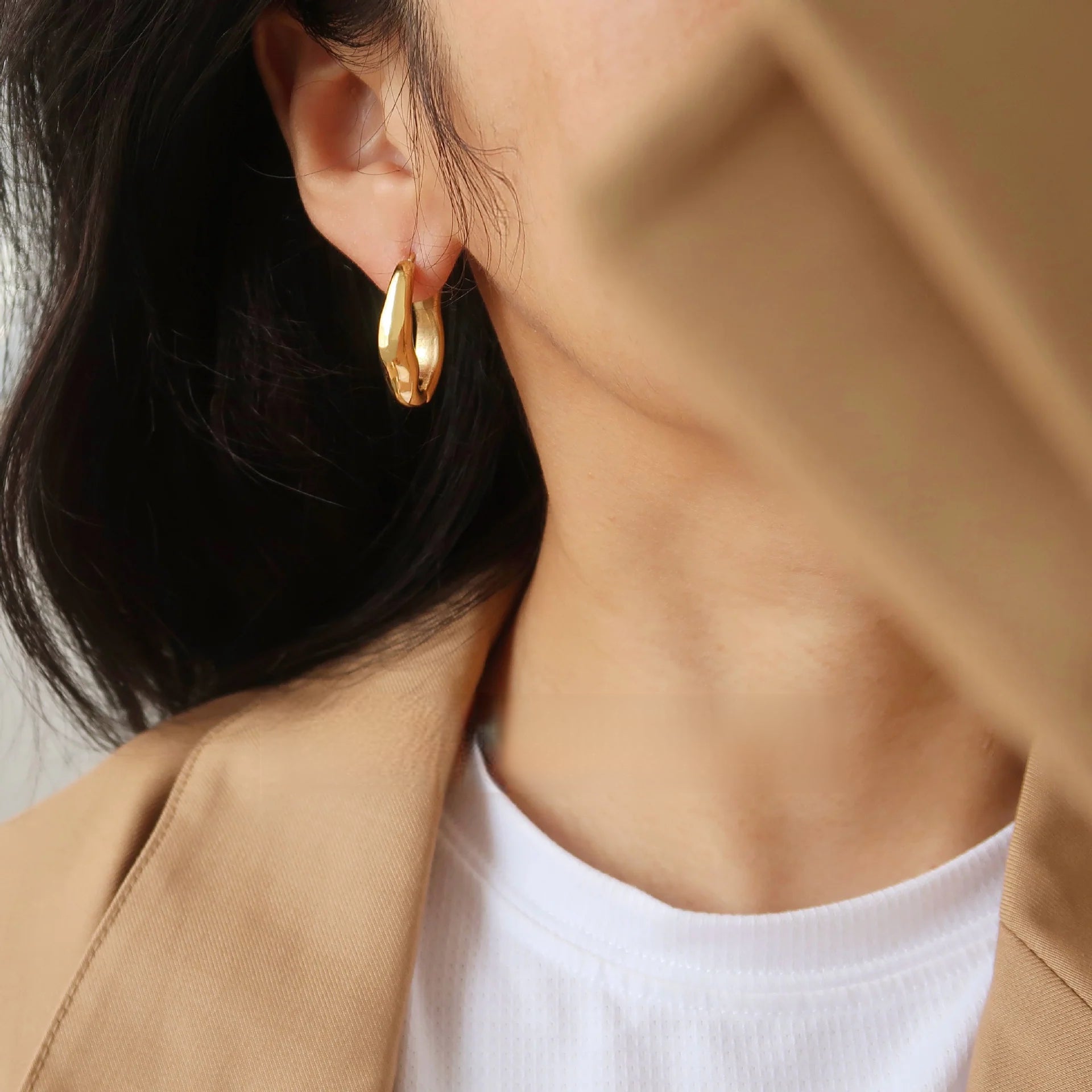 Irregular Geometric Ear Cuffs | Old Money Style Stainless Steel Earrings