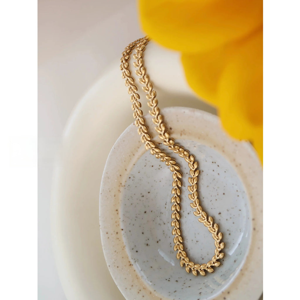 Titanium Steel Heart & Wheat Chain Necklace – Tarnish-Free Everyday Elegance