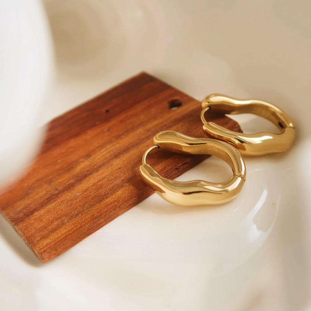 Irregular Geometric Ear Cuffs | Old Money Style Stainless Steel Earrings