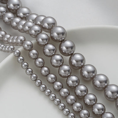 Gray Imitation Pearl Bead Strands | High-Gloss DIY Jewelry Beads