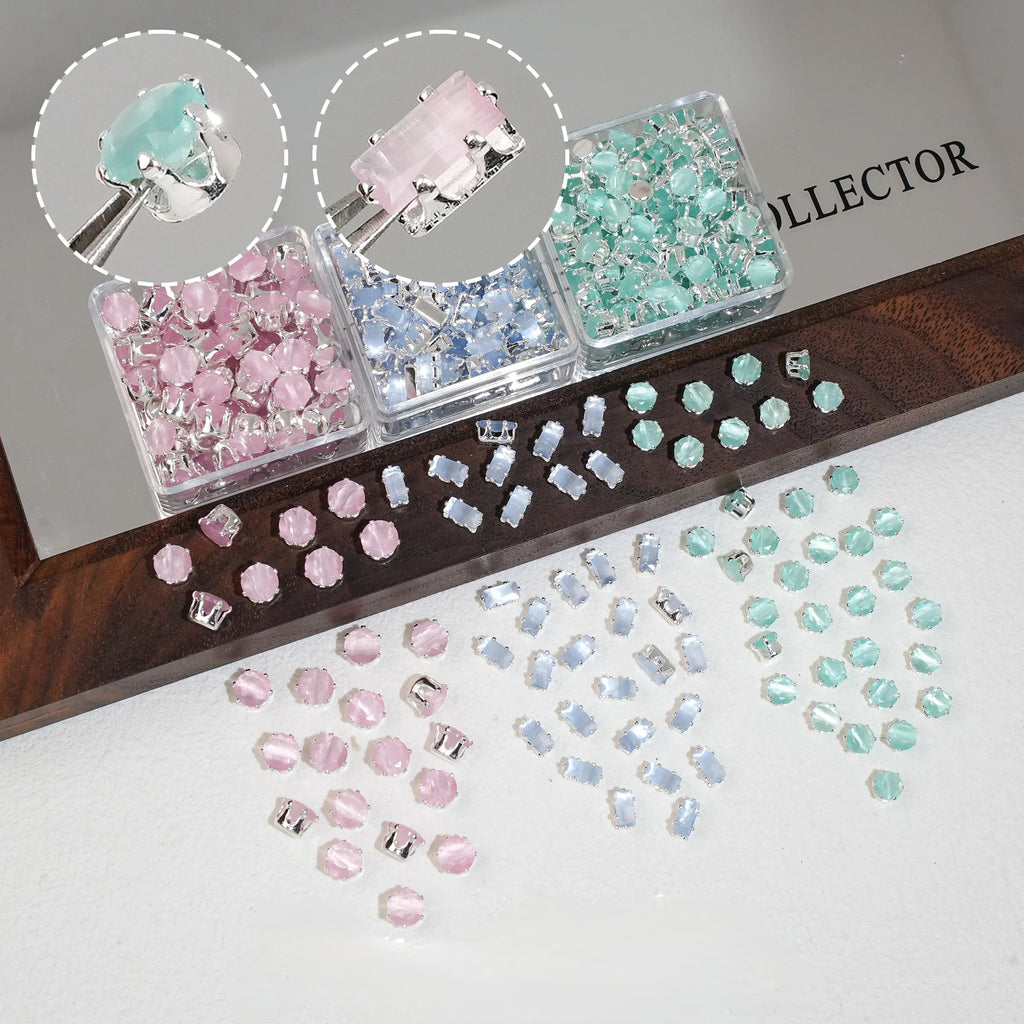 Rectangle Cat Eye & Square Zirconia Bracelet DIY Kit
