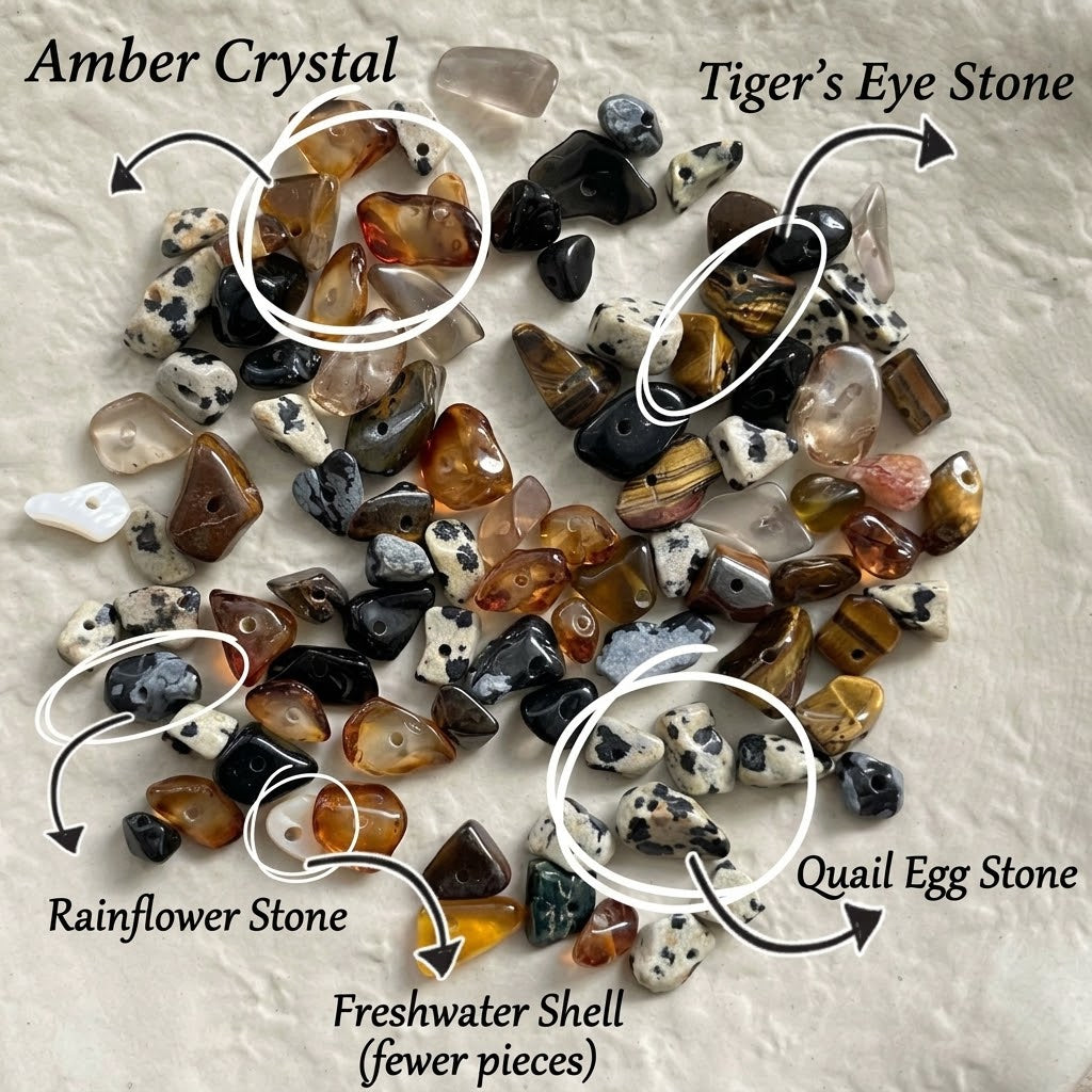 Autumn Maillard Mixed Natural Gravel Beads | 10g Pack (~40 pcs) for DIY Jewelry Making