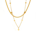 Titanium Steel Rhombus Sequin Layered Collarbone Necklace in 14K Gold by CC Jewelry
