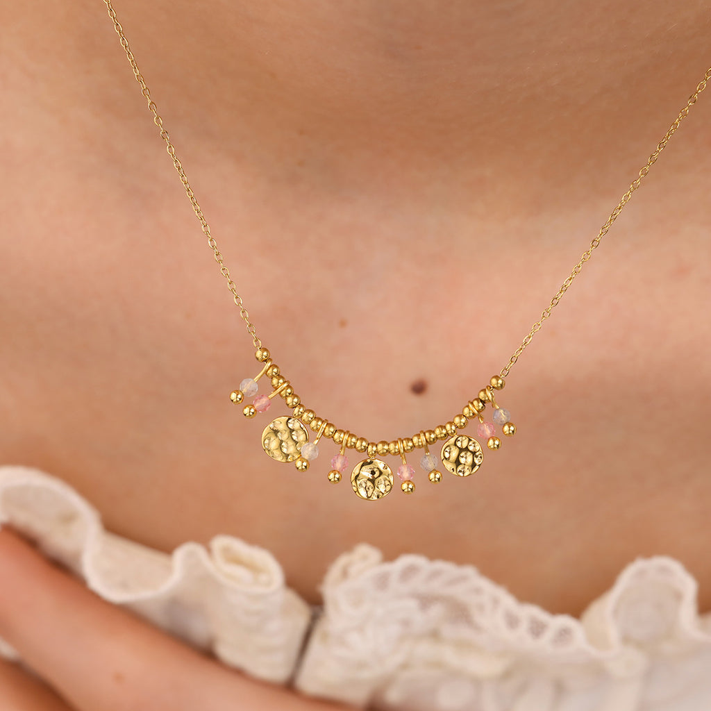 Adjustable 40 and 5cm chain size details for natural stone necklace