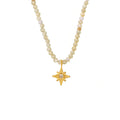 Stainless Steel Eight-Pointed Star Necklace with Natural Stone and Zircon by CC Jewelry