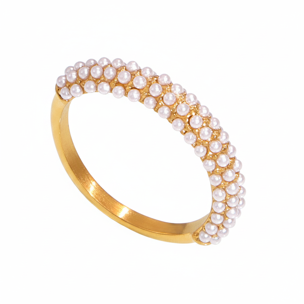 Zirconia & Pearl Adjustable Ring – Gold & Silver Tones | CC Jewelry