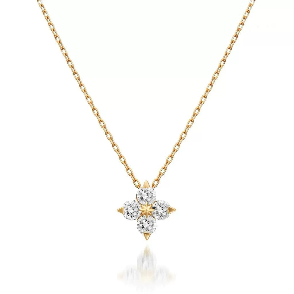 lucky-four-leaf-clover-silver-gold-necklace-details