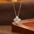 S925 sterling silver four leaf clover necklace in champagne gold。