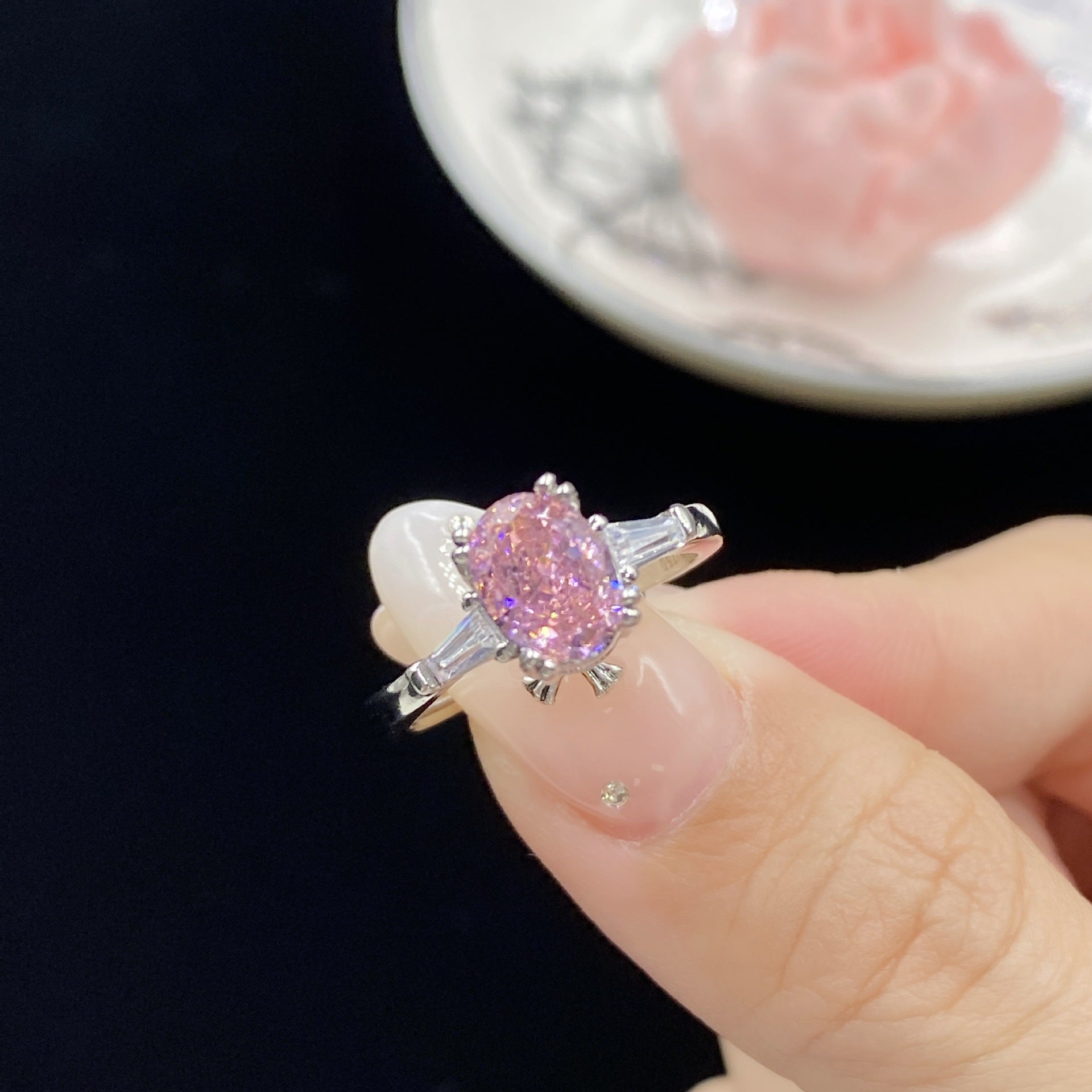 color-changing purple zircon ring with adjustable open band design