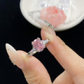 Elegant pink ice-flower cut zircon open ring